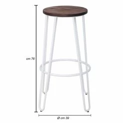 Taburete De Estilo Industrial De Diseño Moderno En Madera Y Hierro, 2 Piezas - Belia -Tienda De Decoración sgabello stile industrial di design moderno in legno e ferro 2 pezzi belia 5