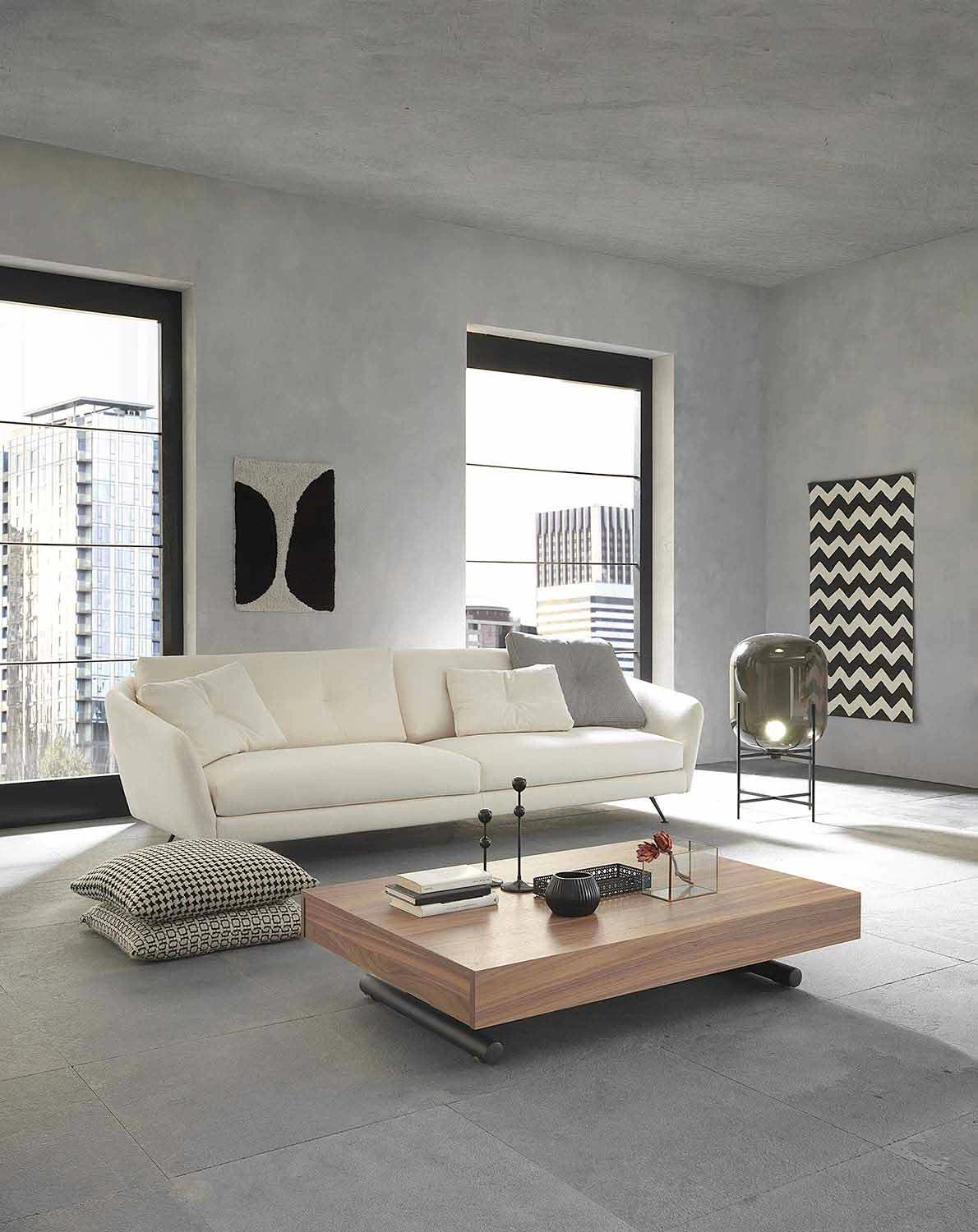 Mesa De Centro Moderna Transformadora En Madera Y Metal Made In Italy - Fabio 4 Mesa De Centro Moderna Transformadora En Madera Y Metal Made In Italy - Fabio - Imagen 2