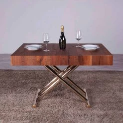 Mesa De Centro Transformadora En Madera Y Metal Made In Italy - Patroclo