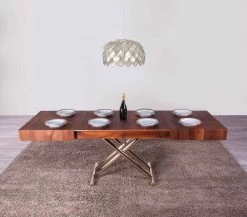 Mesa De Centro Transformadora En Madera Y Metal Made In Italy - Patroclo -Tienda De Decoración tavolino da salotto trasformabile in legno e metallo made in italy patroclo 38