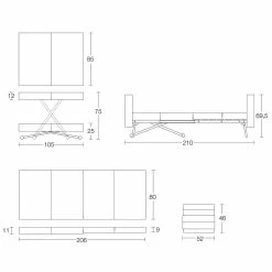 Mesa De Centro Transformadora En Madera Maciza Made In Italy - Trabucco -Tienda De Decoración tavolino da salotto trasformabile in legno massiccio made in italy trabucco 5