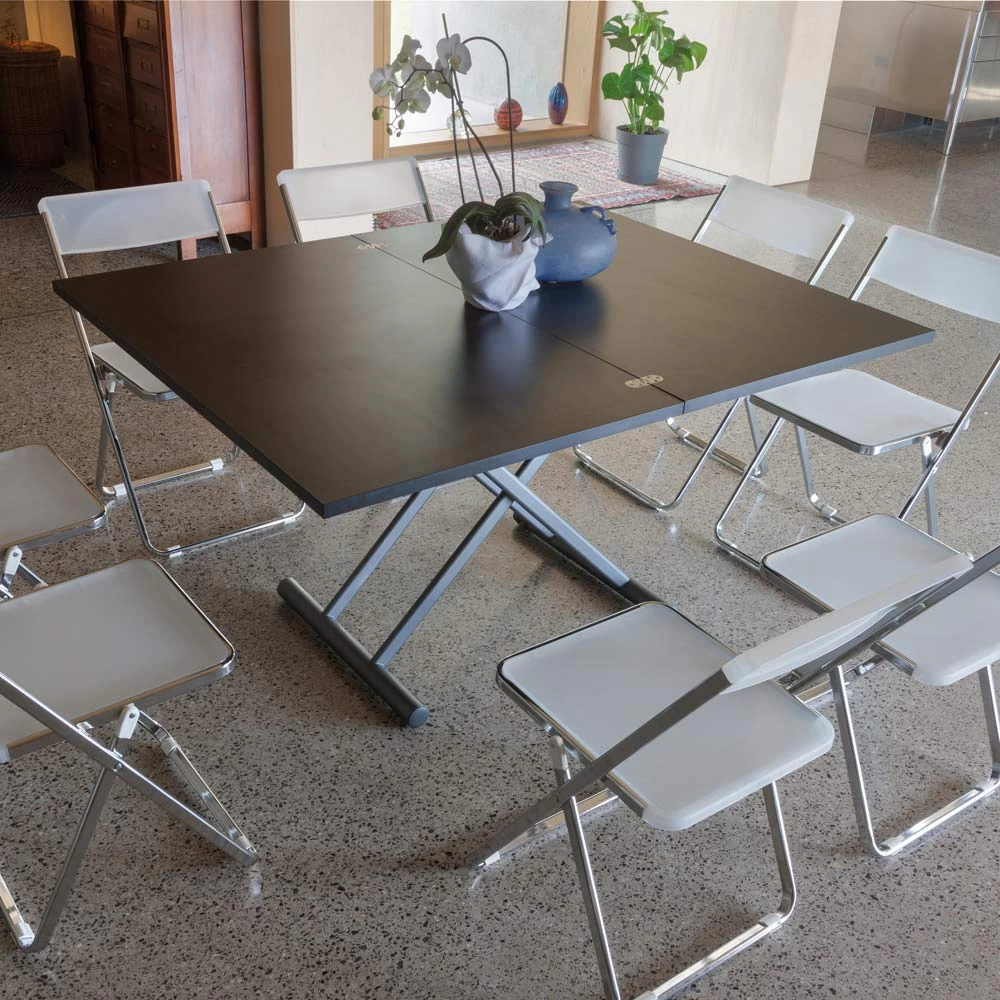 Mesa De Centro Transformable En Metal Y Tapa De Vidrio - Morgan 6 Mesa De Centro Transformable En Metal Y Tapa De Vidrio - Morgan - Imagen 4