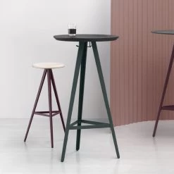 Mesa De Centro Redonda De Fresno Macizo Con Base De Metal Made In Italy - Ulma