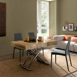 Mesa De Centro Transformadora En Madera Y Metal Negro Made In Italy - Niverio -Tienda De Decoración tavolino trasformabile di design in legno e metallo nero made in italy niverio 14