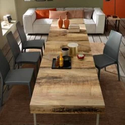 Mesa De Centro Transformadora En Madera Y Metal Negro Made In Italy - Niverio -Tienda De Decoración tavolino trasformabile di design in legno e metallo nero made in italy niverio 16