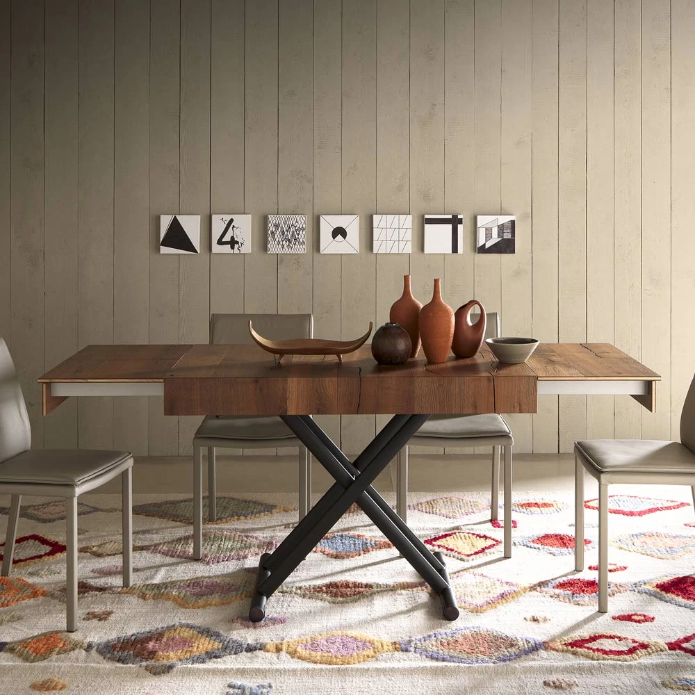 Mesa De Centro Transformable En Metal Y Madera Made In Italy - Polaris 4 Mesa De Centro Transformable En Metal Y Madera Made In Italy - Polaris - Imagen 2