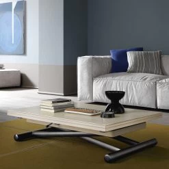 Mesa De Centro Transformable Metal Y Cerámica Mate Made In Italy - Artemide