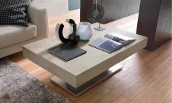 Mesa De Centro Moderna Transformable, Tablero Efecto Mortero Made In Italy - Salomon -Tienda De Decoración tavolino trasformabile moderno con piano effetto malta made in italy salomon 18