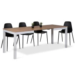 Mesa Extensible Hasta 210 Cm En Melamina Y Madera Maciza Made In Italy - Gustavo -Tienda De Decoración tavolo allungabile a 210 cm in nobilitato e massello made in italy gustavo 4
