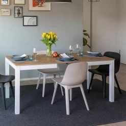 Mesa Extensible Hasta 210 Cm En Melamina Y Madera Maciza Made In Italy - Gustavo -Tienda De Decoración tavolo allungabile a 210 cm in nobilitato e massello made in italy gustavo 7