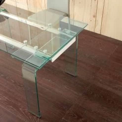 Mesa De Comedor Extensible Lord Moderna, Con Tapa De Cristal Templado -Tienda De Decoración tavolo allungabile con piano in vetro temperato lord 2