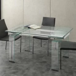 Mesa De Comedor Extensible Lord Moderna, Con Tapa De Cristal Templado