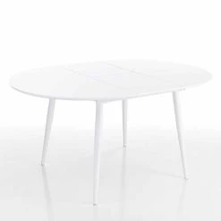 Mesa De Comedor Redonda Extensible En Mdf Blanco - Ismaele -Tienda De Decoración tavolo allungabile rotondo da pranzo in mdf bianco ismaele 1