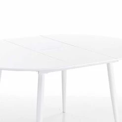 Mesa De Comedor Redonda Extensible En Mdf Blanco - Ismaele -Tienda De Decoración tavolo allungabile rotondo da pranzo in mdf bianco ismaele 2