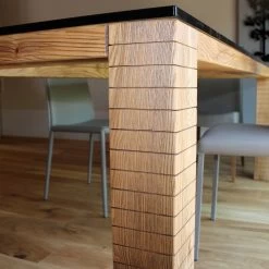 Mesa Con Sobre De Cristal Y Madera De Fresno Modero Made In Italy - Asella -Tienda De Decoración tavolo con piano in cristallo e legno di frassino modero made in italy asella 2