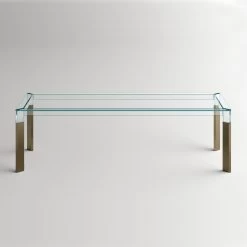 Mesa De Cocina De Vidrio Extraclaro Con Patas De Madera Made In Italy - Super -Tienda De Decoración tavolo cucina in vetro extrachiaro con gambe in legno made in italy super 11