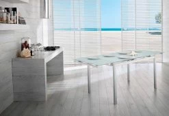 Mesa Extensible De Diseño Moderno De Hasta 200 Cm En Vidrio Y Metal - Sello -Tienda De Decoración tavolo da cucina allungabile fino a 200cm di design in vetro e metallo bollino 2