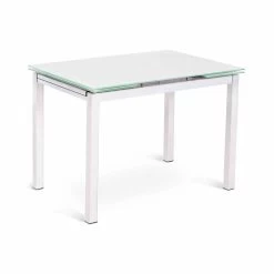 Mesa Extensible De Diseño Moderno De Hasta 200 Cm En Vidrio Y Metal - Sello
