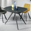 Mesa De Comedor Extensible Hasta 180 Cm En Cristal Y Metal Pintado - Beatriz