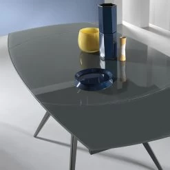 Mesa De Comedor Extensible Hasta 180 Cm En Cristal Y Metal Pintado - Beatriz -Tienda De Decoración tavolo da pranzo allungabile a 180 cm di vetro e metallo verniciato beatriz 2