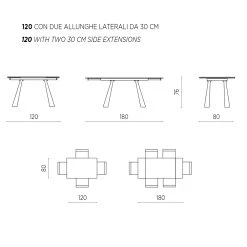 Mesa De Comedor Extensible 180 Cm En Cristal Con Base Antracita - Perlando -Tienda De Decoración tavolo da pranzo allungabile a 180 cm in vetro con base antracite perlando