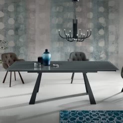 Mesa De Comedor Extensible 180 Cm En Cristal Con Base Antracita - Perlando -Tienda De Decoración tavolo da pranzo allungabile a 180 cm in vetro con base antracite perlando 4