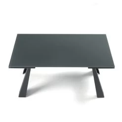 Mesa De Comedor Extensible 180 Cm En Cristal Con Base Antracita - Perlando -Tienda De Decoración tavolo da pranzo allungabile a 180 cm in vetro con base antracite perlando 5