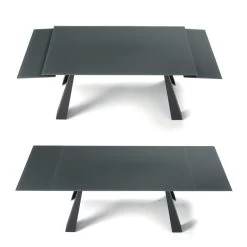 Mesa De Comedor Extensible 180 Cm En Cristal Con Base Antracita - Perlando -Tienda De Decoración tavolo da pranzo allungabile a 180 cm in vetro con base antracite perlando 6