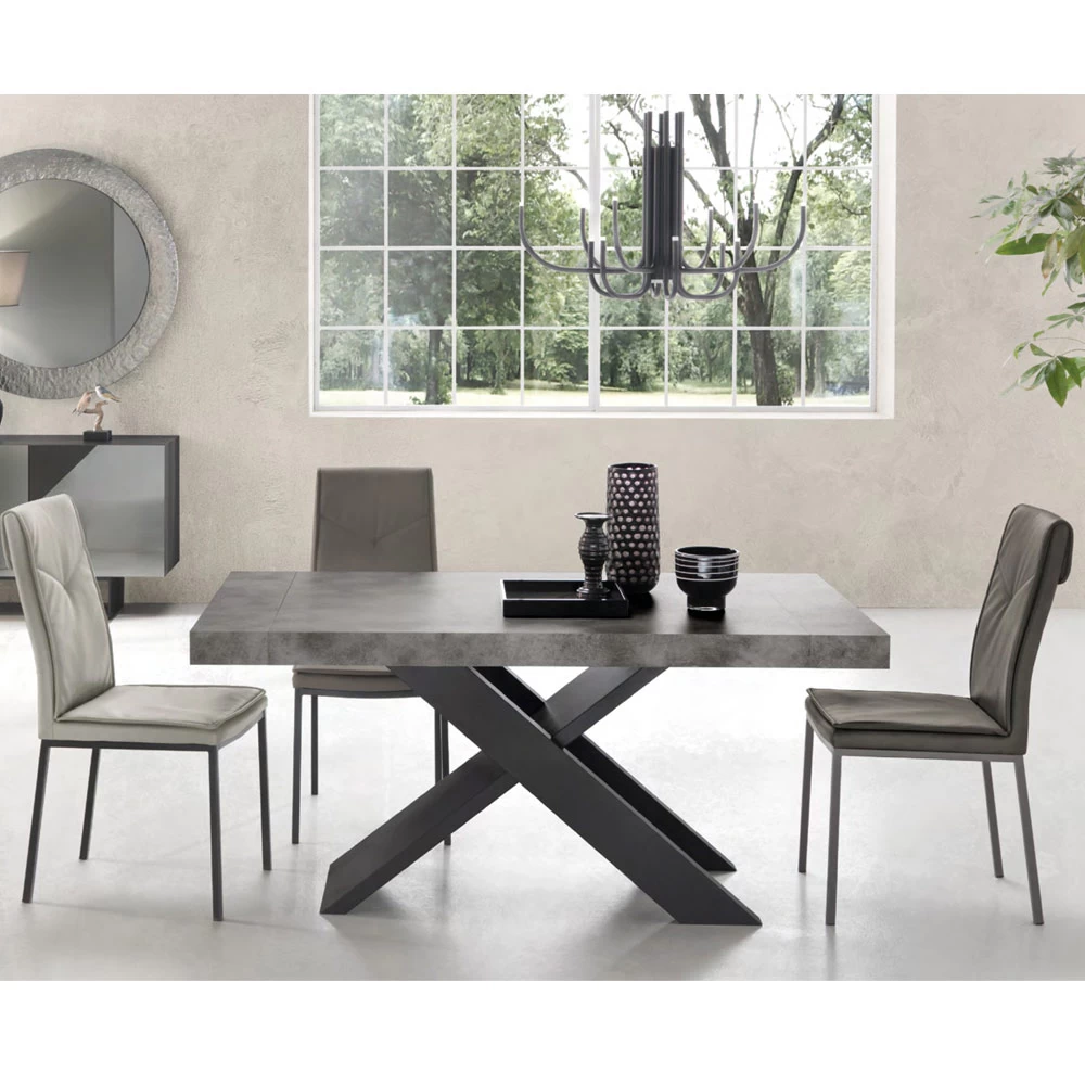 Mesa De Comedor Extensible Hasta 260 Cm Efecto Cemento Made In Italy - Odelmo 4 Mesa De Comedor Extensible Hasta 260 Cm Efecto Cemento Made In Italy - Odelmo - Imagen 2