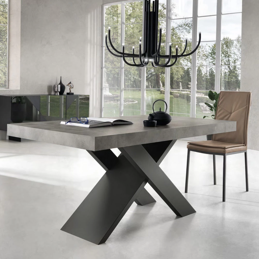 Mesa De Comedor Extensible Hasta 260 Cm Efecto Cemento Made In Italy - Odelmo 3 Mesa De Comedor Extensible Hasta 260 Cm Efecto Cemento Made In Italy - Odelmo