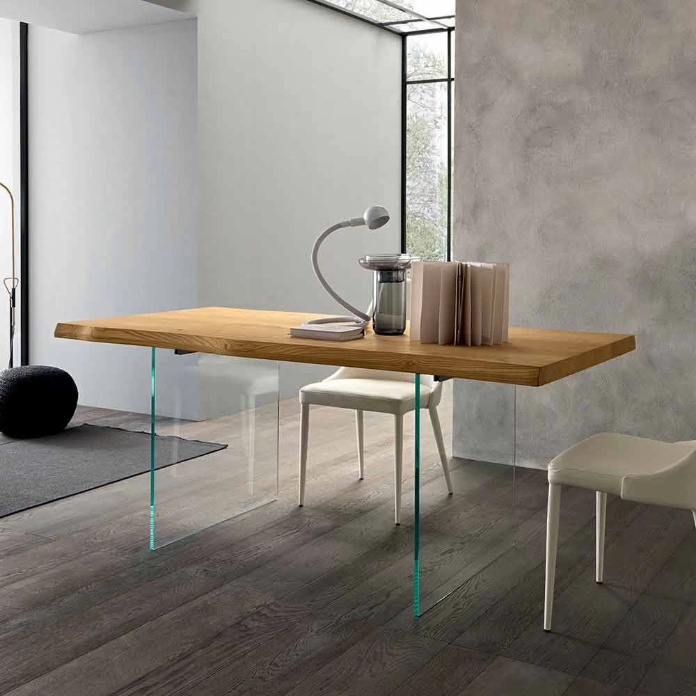 Mesa De Comedor Extensible Hasta 280 Cm En Madera Y Vidrio Made In Italy - Focus 3 Mesa De Comedor Extensible Hasta 280 Cm En Madera Y Vidrio Made In Italy - Focus