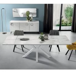 Mesa De Comedor Extensible Hasta 240 Cm En Gres Porcelánico Domagnano -Tienda De Decoración tavolo da pranzo allungabile fino a 240 cm in gres porcellanato domagnano 2