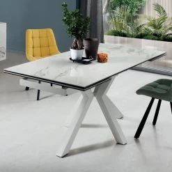 Mesa De Comedor Extensible Hasta 240 Cm En Gres Porcelánico Domagnano