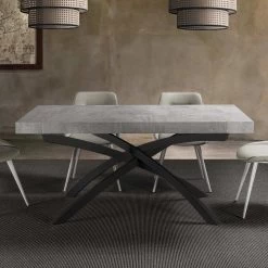 Mesa De Comedor Extensible Hasta 260 Cm En Madera De Melamina Y Metal - Lukas -Tienda De Decoración tavolo da pranzo allungabile fino a 260 cm in legno nobilitato e metallo lukas 3