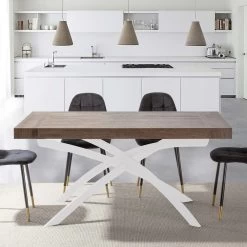 Mesa De Comedor Extensible Hasta 260 Cm En Madera De Melamina Y Metal - Lukas -Tienda De Decoración tavolo da pranzo allungabile fino a 260 cm in legno nobilitato e metallo lukas 6