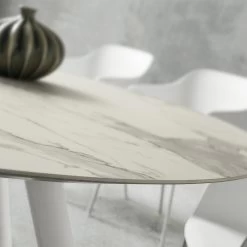 Mesa De Comedor Con Tablero De Laminado Redondo Made In Italy - Lingotto -Tienda De Decoración tavolo da pranzo con piano rotondo in laminam realizzato in italia lingotto 2