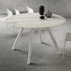 Mesa De Comedor Con Tablero De Laminado Redondo Made In Italy - Lingotto