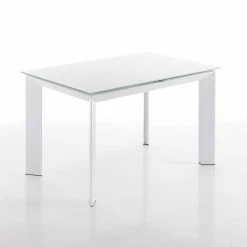 Mesa Con Tablero De Cristal Templado Pintado Blanco Zeno -Tienda De Decoración tavolo da pranzo con piano vetro temperato verniciato bianco zeno 2