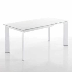 Mesa Con Tablero De Cristal Templado Pintado Blanco Zeno -Tienda De Decoración tavolo da pranzo con piano vetro temperato verniciato bianco zeno 3