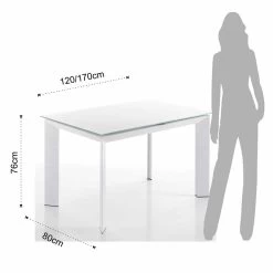 Mesa Con Tablero De Cristal Templado Pintado Blanco Zeno -Tienda De Decoración tavolo da pranzo con piano vetro temperato verniciato bianco zeno 4