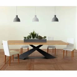 Mesa De Comedor De Diseño Moderno Con Elliot Hecha En La Parte Superior De Roble De Italia