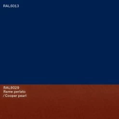 Mesa De Comedor Ovalada De Diseño Moderno En MDF Azul Y Cobre Made In Italy - Oku -Tienda De Decoración tavolo da pranzo design moderno ovale in mdf blu e rame made in italy oku 3