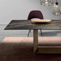 Mesa De Comedor Extensible En Cerámica Y Metal Made In Italy - Marrón Oscuro -Tienda De Decoración tavolo da pranzo di design allungabile ceramica e metallo made in italy moro 3