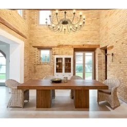 Mesa De Comedor En Madera Tropical Reciclada Con Base Doble - Slide -Tienda De Decoración tavolo da pranzo in legno tropicale reciclato con doppio basamento slide 2