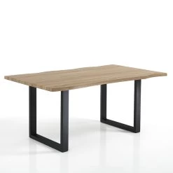 Mesa De Comedor En MDF Con Patas En Acero Pintado De Negro - Cheetah