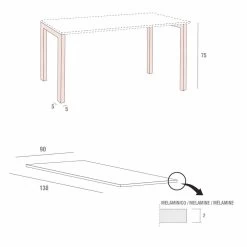 Mesa De Comedor En Melamina Y Metal Pintado Made In Italy - Remigio -Tienda De Decoración tavolo da pranzo in melaminico e metallo verniciato made in italy remigio 9