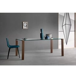 Mesa De Comedor En Vidrio Y Patas En Roble O Nogal Canaletto - Aschio 9 Mesa De Comedor En Vidrio Y Patas En Roble O Nogal Canaletto - Aschio -Tienda De Decoración tavolo da pranzo in vetro e gambe in legno rovere o noce canaletto aschio 3