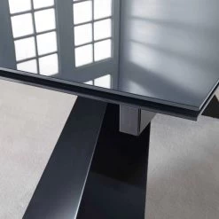 Mesa De Comedor De Vidrio Pulido Y Metal Extensible Hasta 250 Cm - Ezechiele -Tienda De Decoración tavolo da pranzo in vetro lucido e metallo allungabile fino a 250 cm ezechiele 2