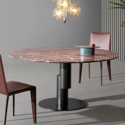 Mesa De Comedor Redonda En Mármol Y Metal Made In Italy - Bonaldo Innesti -Tienda De Decoración tavolo da pranzo rotondo in marmo e metallo made in italy bonaldo innesti 4