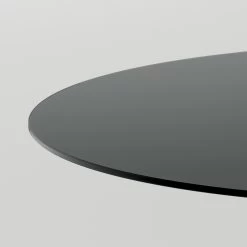 Mesa De Comedor Redonda De Vidrio Ahumado Con Base De Madera Made In Italy - Rondo -Tienda De Decoración tavolo da pranzo rotondo in vetro fume con base in legno made in italy rondo 4